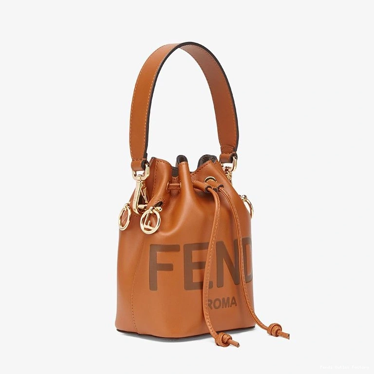 Affordable HOT Logo In Brown Mon Bag Leather Tresor Mini ROMA Bucket Calf Fendi 0708